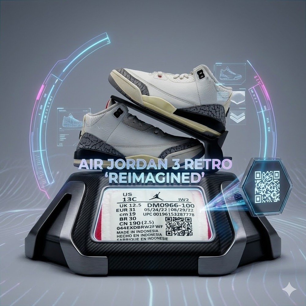 Jordan 3 Retro Reimagined White/Cement DM0966-100 13C Kids Size 13C